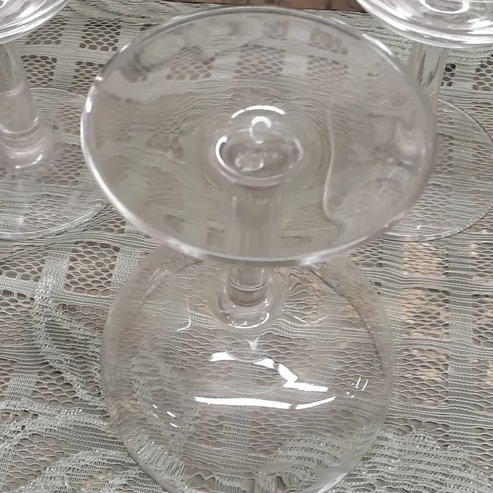 Glass decanter &‎ 3 pc MCM Starflower stemware collection,Vintage Etched Crystal